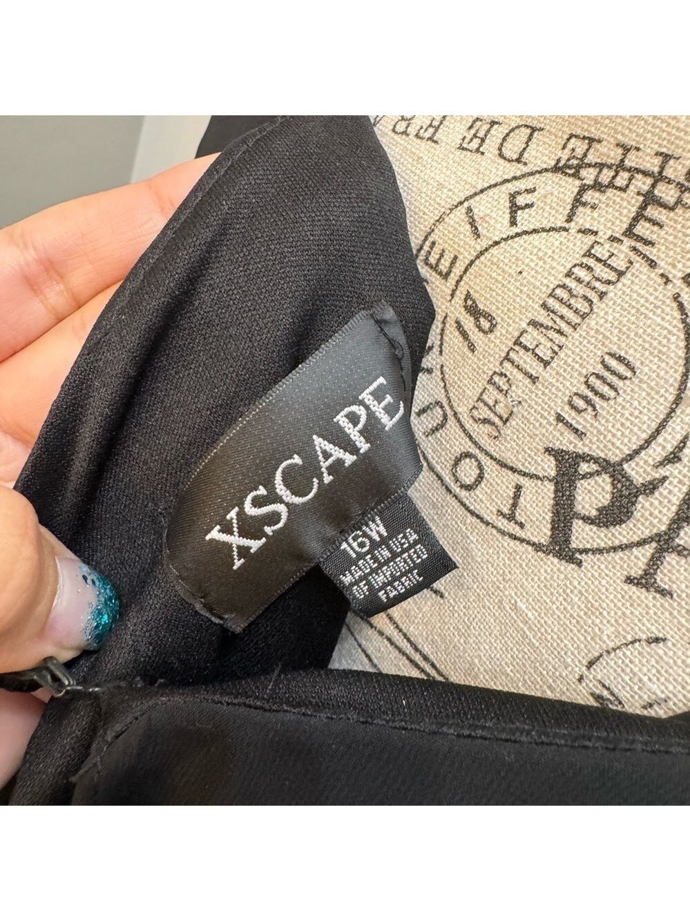 Xscape Black Drape Top Beaded Plus Size Evening Dress 16W - Picture 7 of 8